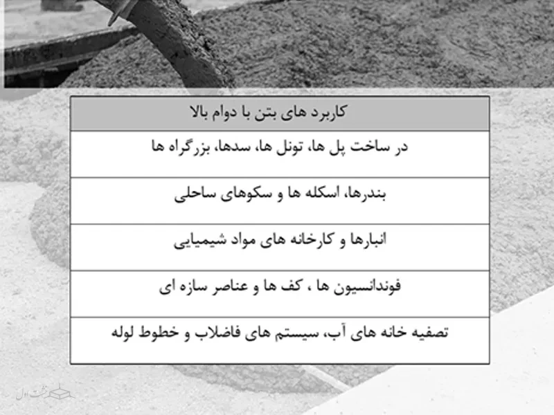 کاربرد بتن با دوام بالا